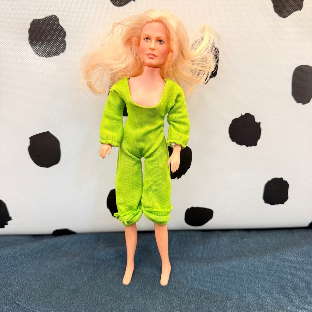 Vtg 1977 Hasbro Charlies Angels Doll Kris Cheryl Ladd 8.5" Green Jumpsuit 70s TV